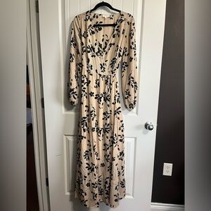 Bohme Floral Wrap Maxi Dress Small Boho Feminine Romantic Sheer Lined Festival